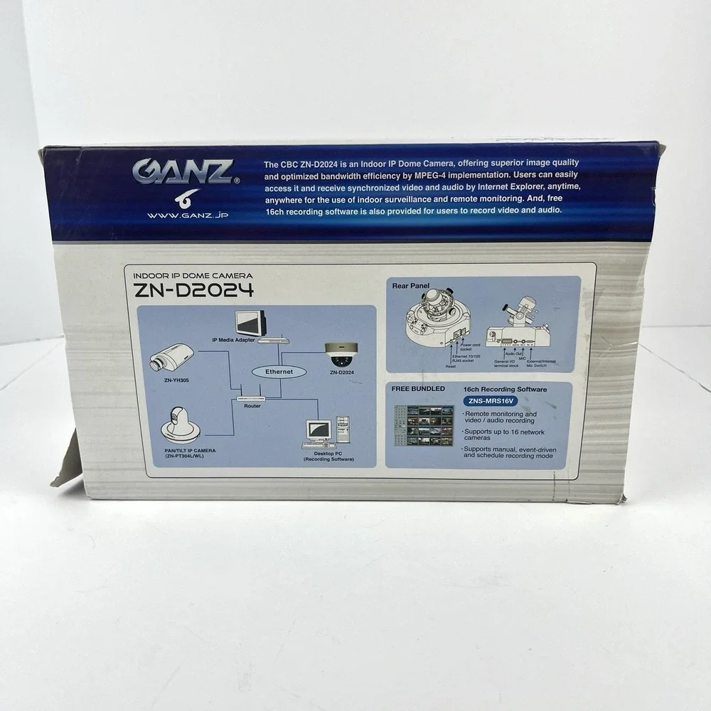 Ganz ZN-D2024 IP Dome Security Camera ONLY – New Open Box – No Mount/Hardware